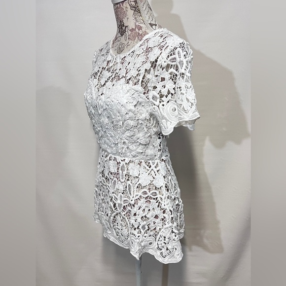 SHILLA White open lace peplum top size S. - Picture 5 of 14